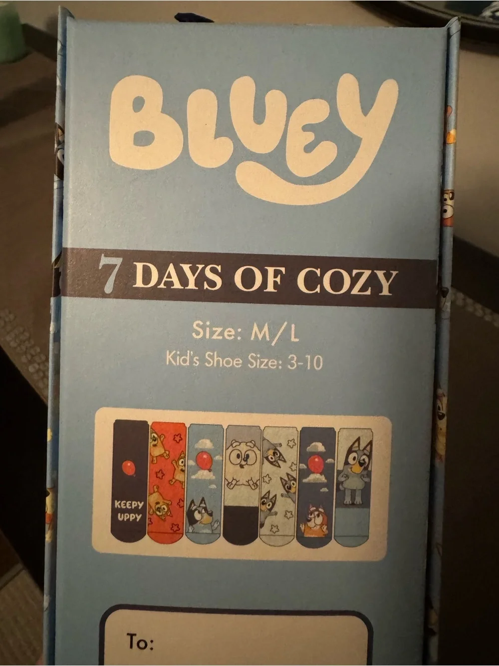 NWT Bluey 7 Days of Fuzzy Cozy Kids Sock Set - M/L size 3-10